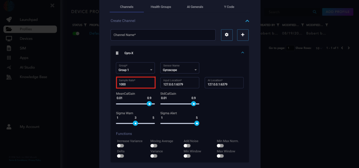 Channels Sample Rate