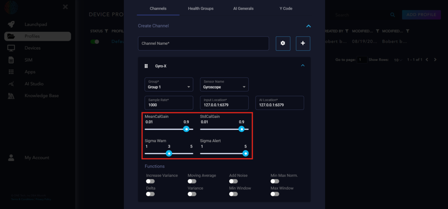 Channels Sliders