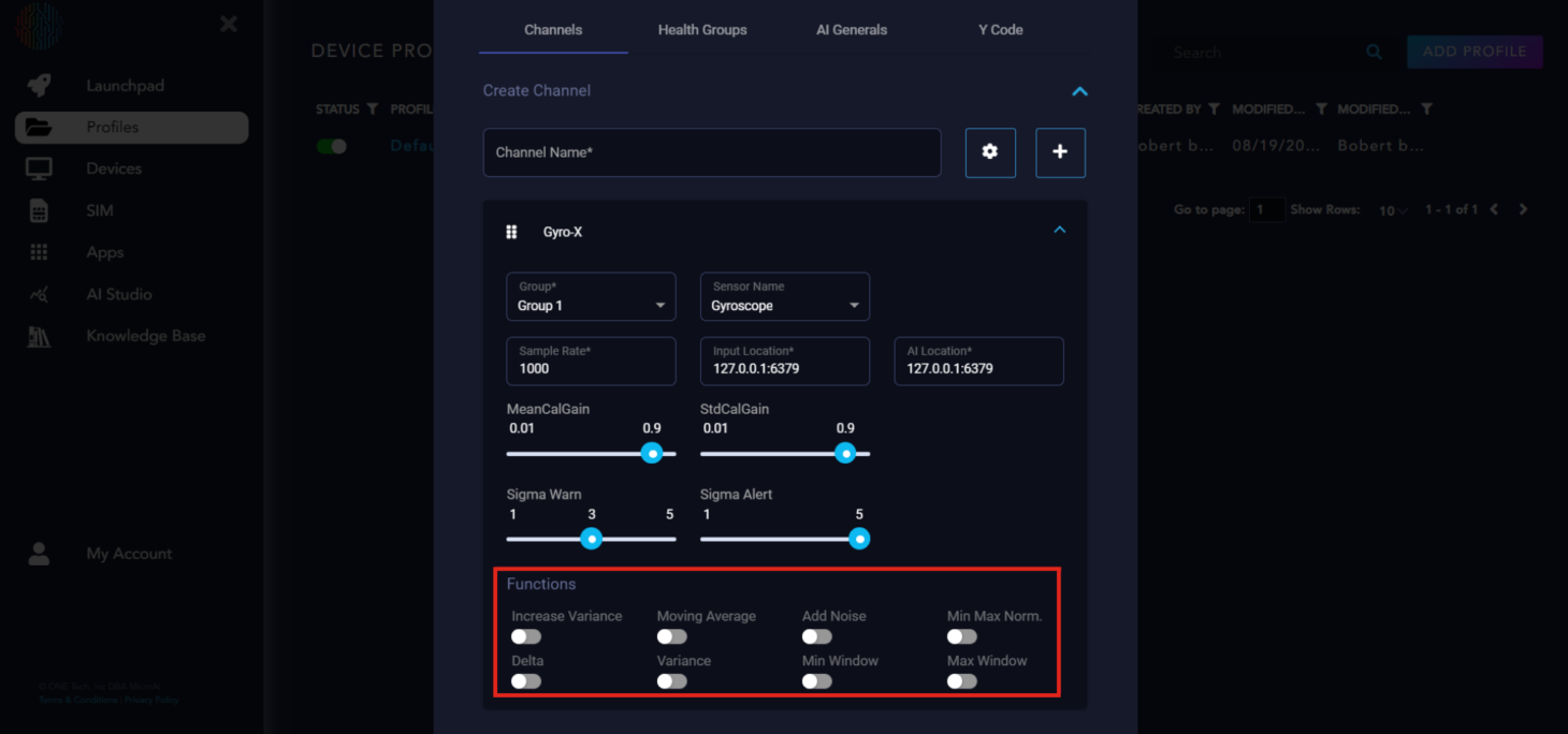 Channels Sliders